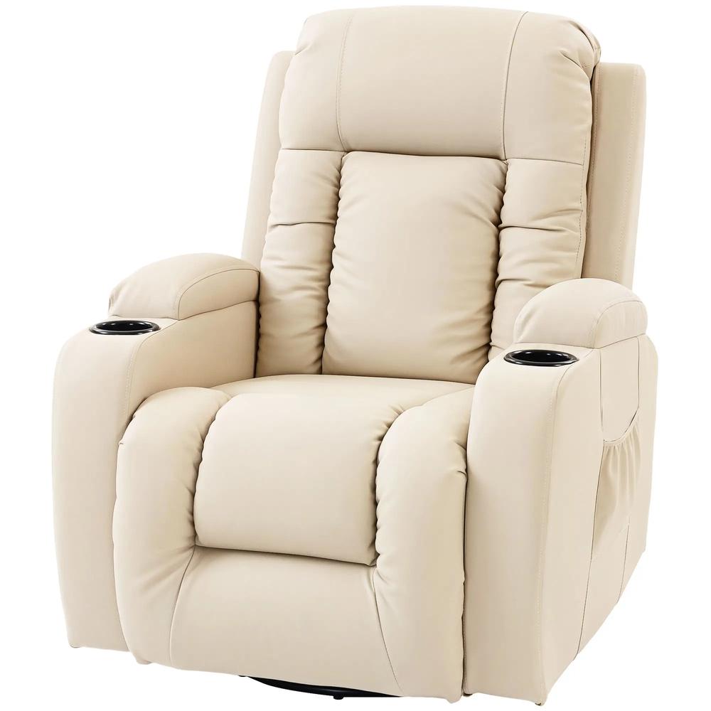 HOMCOM PU Leather Recliner Chair, Recliner Armchair with Extended Footrest, Cup Holders and Side Pockets Additional View 45