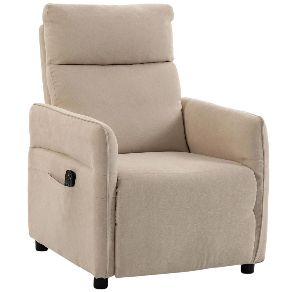 HOMCOM Recliner Armchair, Push Back Recliner Chair with Massage & Heat, Adjustable Armrests, Dual Side Pockets, Beige Additional View 15
