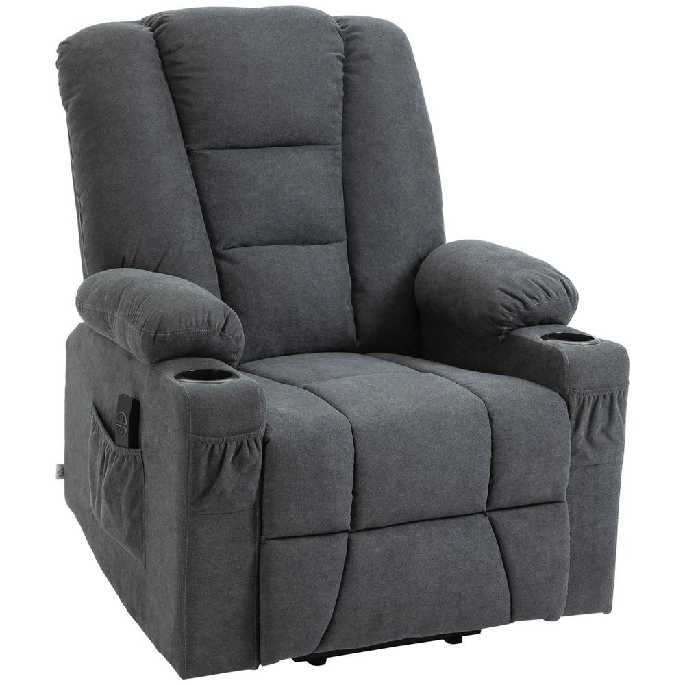 HOMCOM Electric Riser Recliner Armchair? Oversized Chair with Cup Holder & Side Pockets for Elderly in Living Room, Charcoal Grey Additional View 13