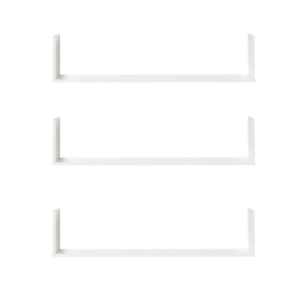 HOMCOM Set of 3 Wooden U-Shaped Floating Shelves Set, 80cm Wall Mounted Hanging Bookshelf, CD DVD Storage Display for Bedroom Living Room Kitchen, White Additional View 10