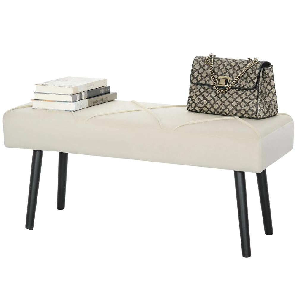 HOMCOM Upholstered Hallway Bench, End of Bed Bench with X-Shape Design and Steel Legs, Cream Additional View 14