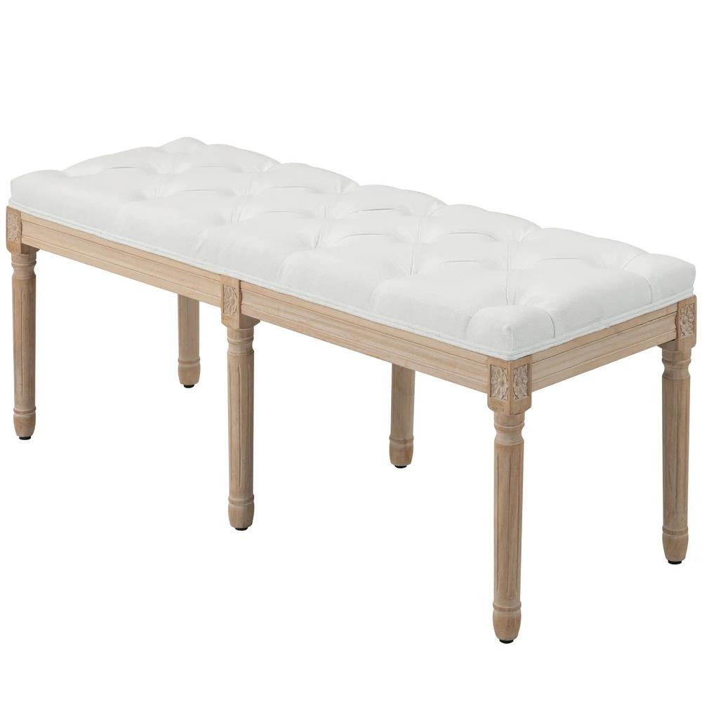 HOMCOM Vintage French Look Bed End Bench - Cream White Additional View 12