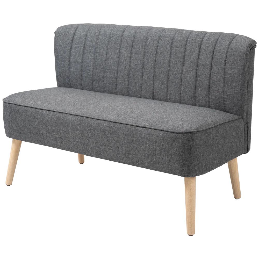 HOMCOM 2 Seater Sofa for Living Room, Modern Linen-Look Fabric Couch, Armless Loveseat Sofa Settee for Bedroom, Dark Grey Additional View 15