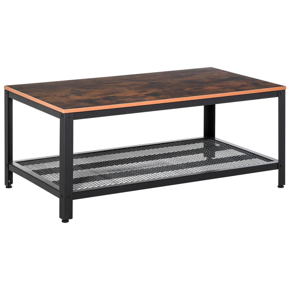 HOMCOM Coffee Table Industrial Side Table Living Room Table with Storage Shelf and Metal Frame for Home Office, 106L x 60W x 45Hcm Additional View 10