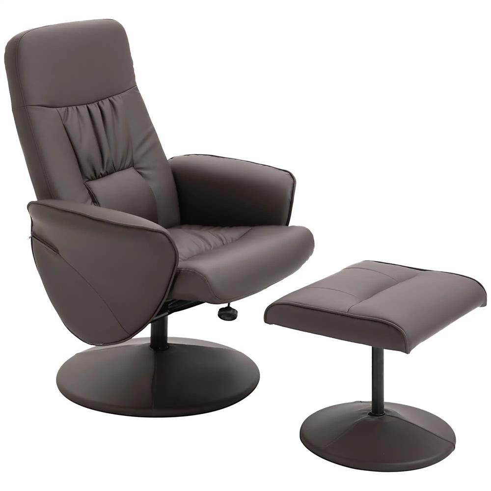 HOMCOM Executive Recliner Chair High Back and Footstool Armchair Lounge Seat Brown Additional View 10