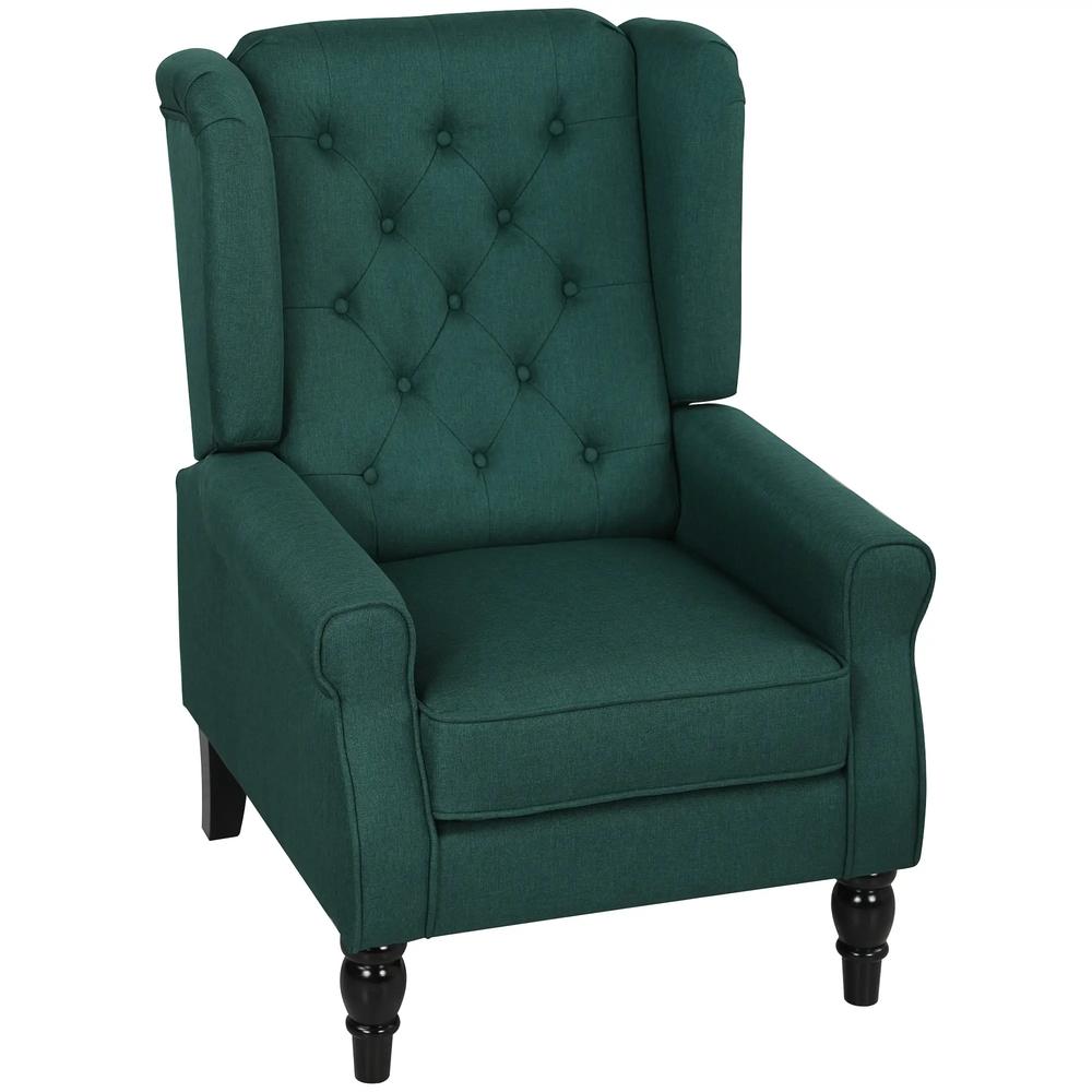 HOMCOM Wingback Accent Chair, Retro Upholstered Button Tufted Occasional Chair for Living Room and Bedroom 833-695V71 Additional View 43