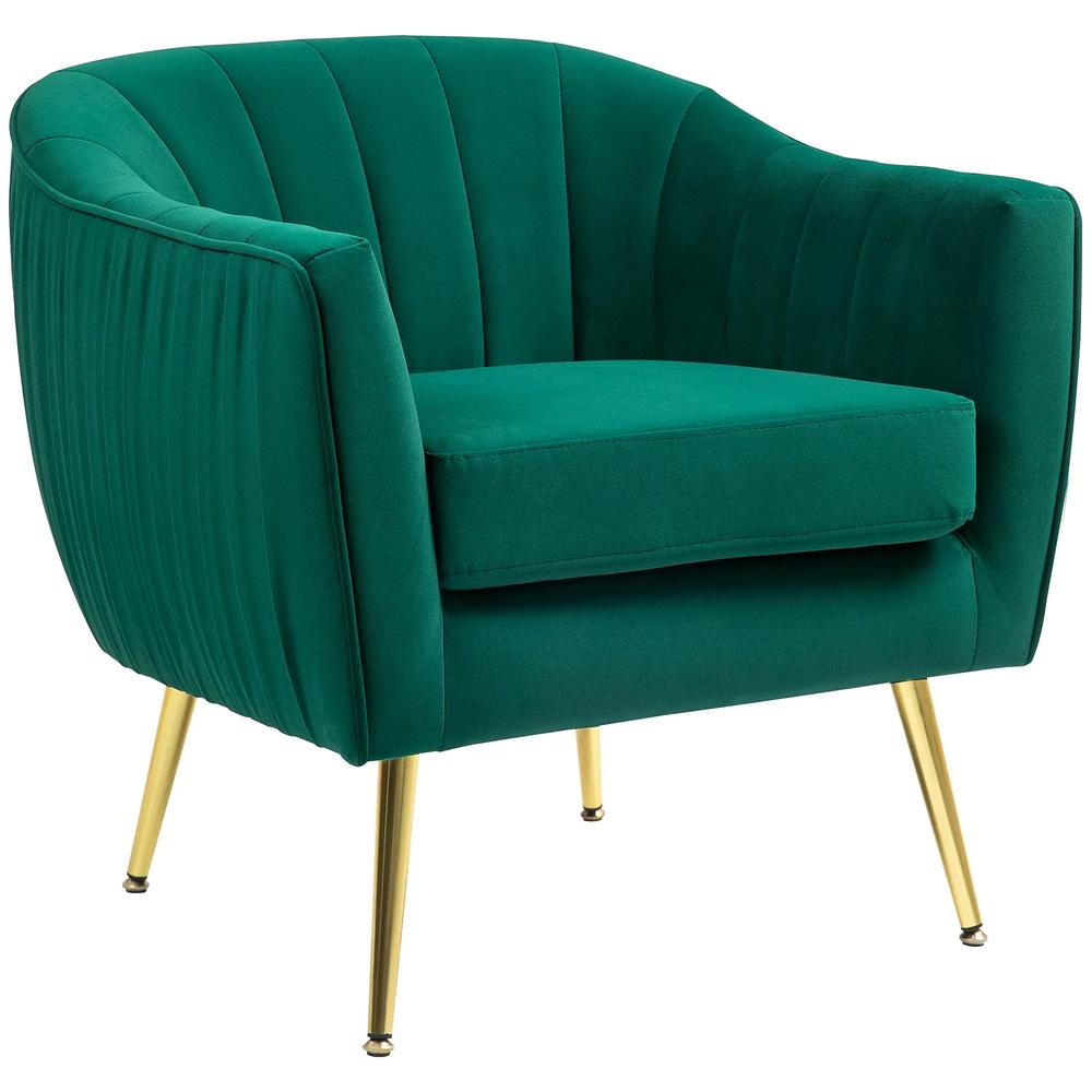 HOMCOM Velvet-Feel Shell Back Accent Chair - Green Additional View 10