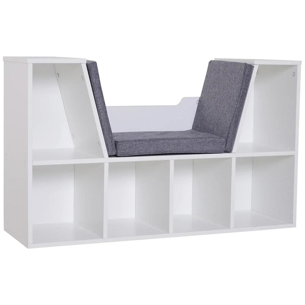 HOMCOM Bookcase Storage Shelf with Cushioned Reading Seat, Cube Bookshelf Organizer for Bedroom Living Room Additional View 47