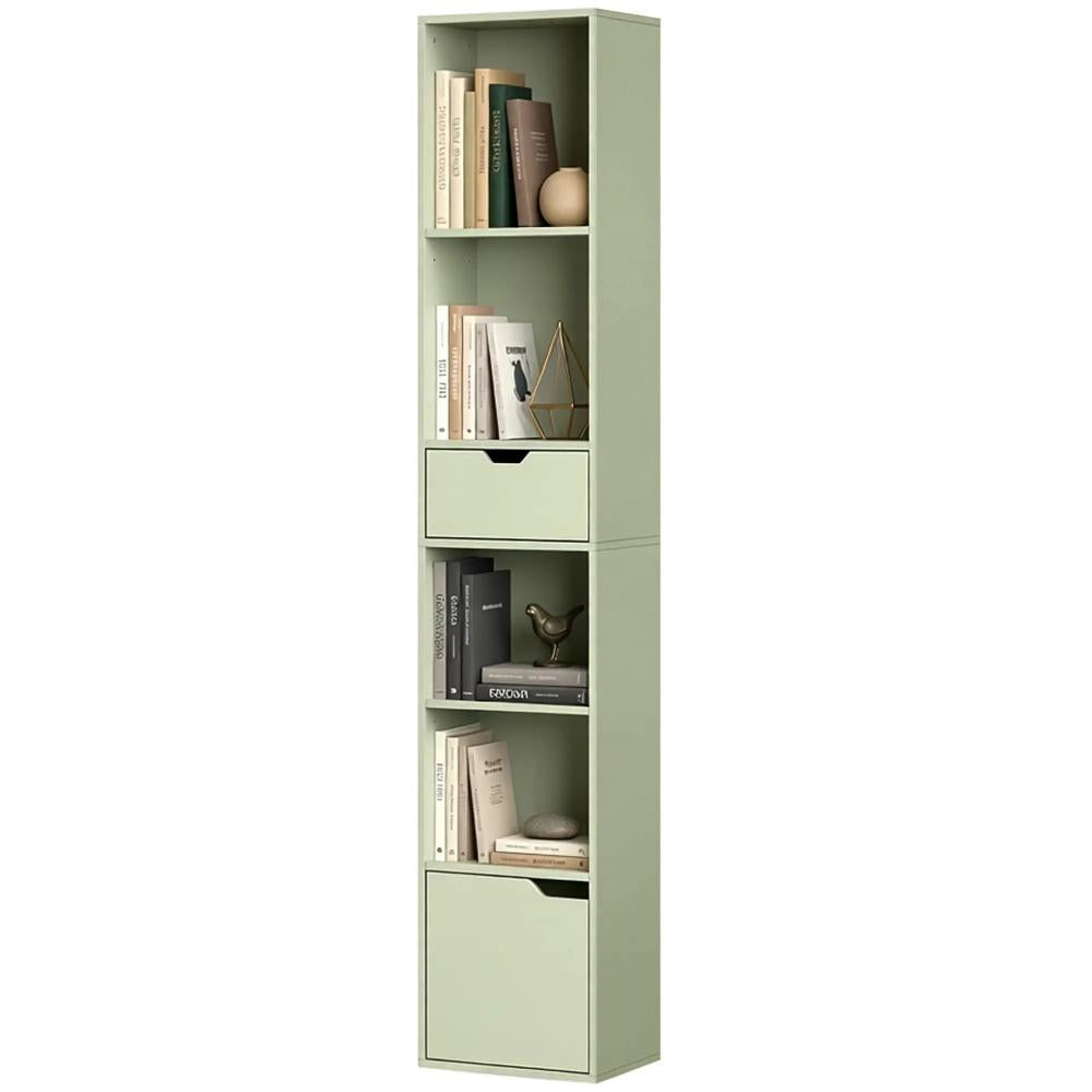 HOMCOM 6-Tier Bookcase, Tall Narrow Bookshelf with Drawer and Door Additional View 47