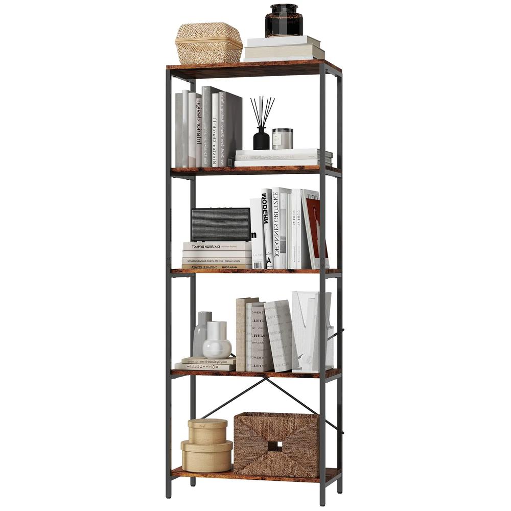 HOMCOM 5-Tier Bookshelf, Industrial Bookcase with Metal Frame Additional View 22