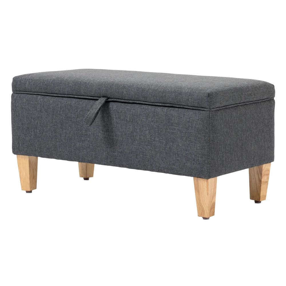 HOMCOM 30L Linen Storage Ottoman Padded Footstool with Rubberwood Legs for Storage Box, Bed End, Shoe Bench, Seating Additional View 32