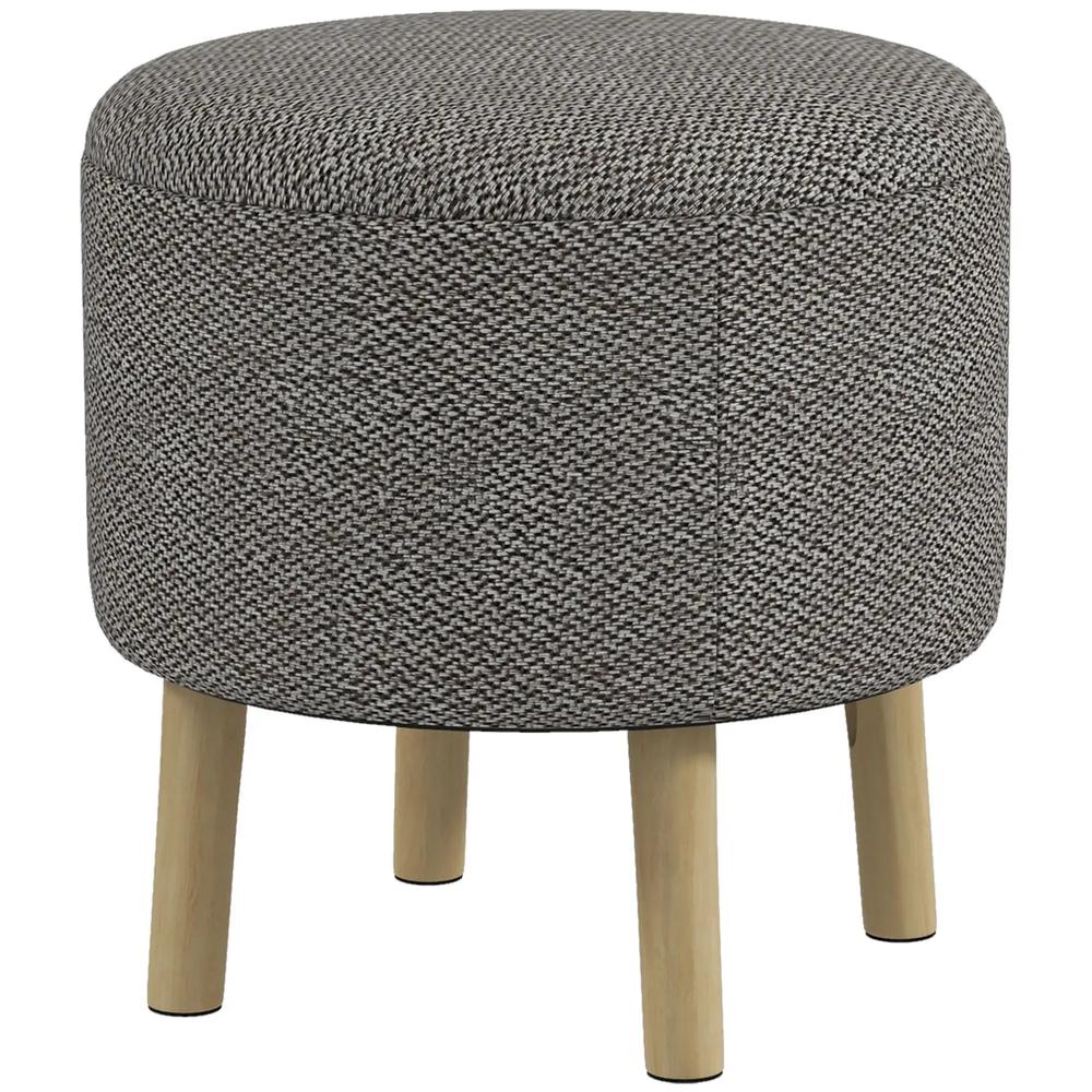 HOMCOM Round Linen-Look Storage Ottoman Additional View 22