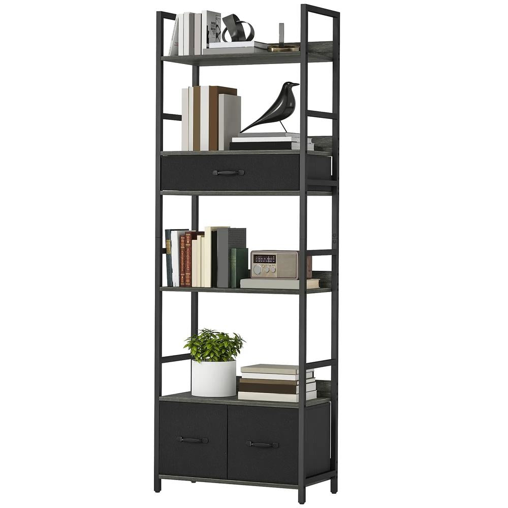 HOMCOM Industrial Style Bookcase, with 4 Shelves and 3 Fabric Drawers Additional View 22