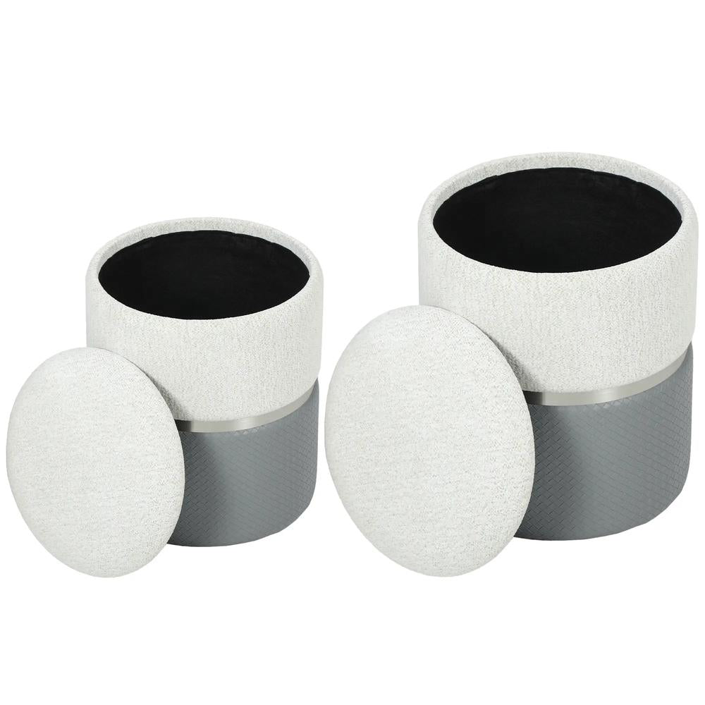 HOMCOM Nesting Round Ottoman with Storage Set of 2 Additional View 22