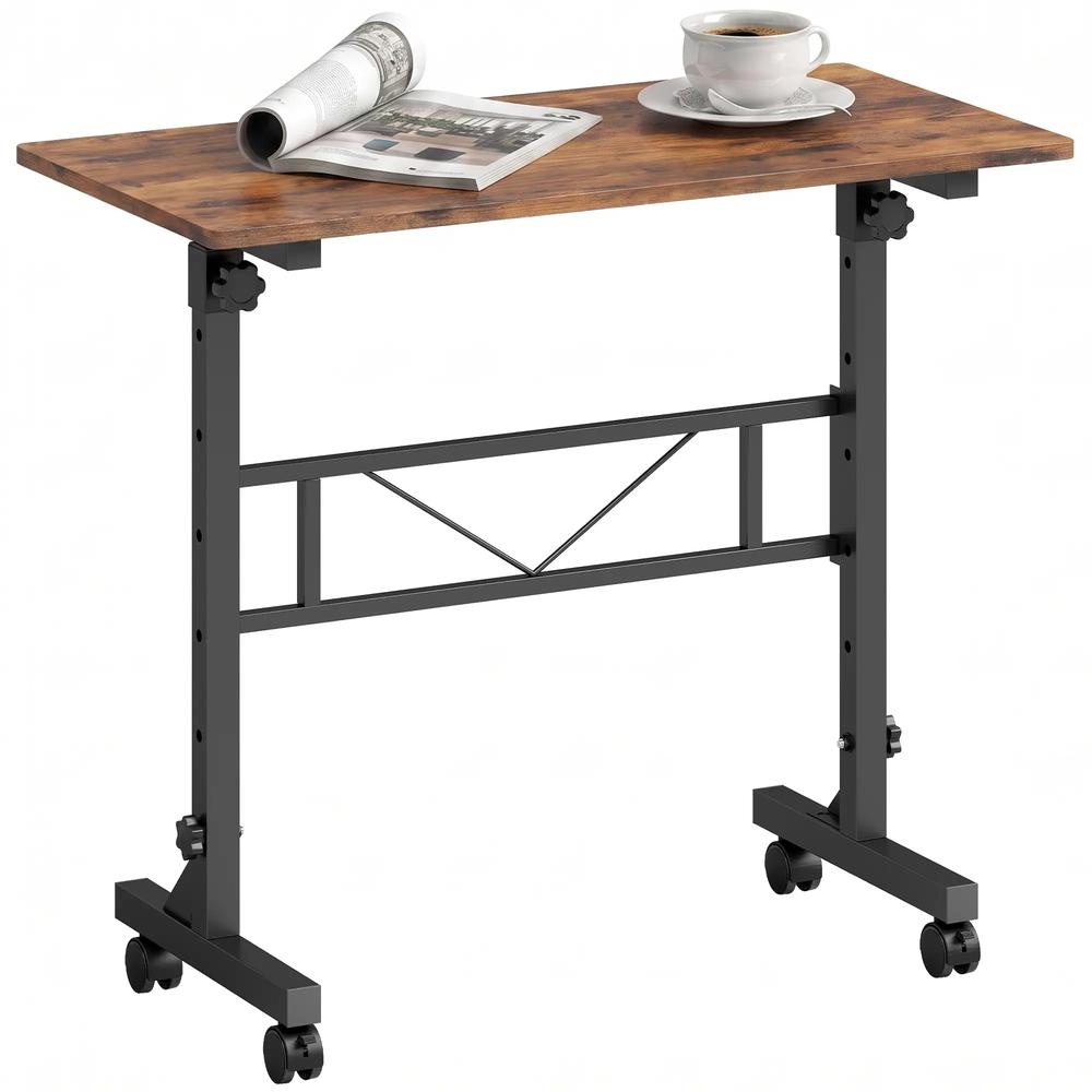 HOMCOM Overbed Table Adjustable Height Sofa Side Table with Wheels 80 x 40 cm Additional View 28