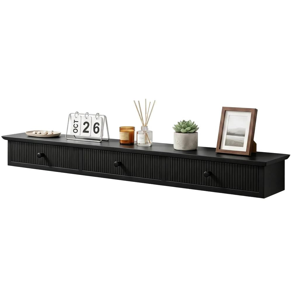 HOMCOM Shelf Wall-Mounted Storage Shelf Shelving Unit MDF 93 x 15 x 10 cm Entryway Kitchen Living Room Additional View 30