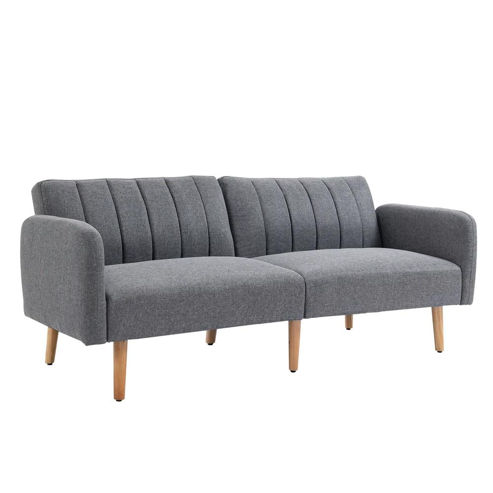 HOMCOM 3 Seater Sofa Bed, Convertible Linen Fabric Sofa Couch, Click Clack Sofabed with Adjustable Split Backrest for Living Room, Bedroom, Guest Room, Grey Additional View 12