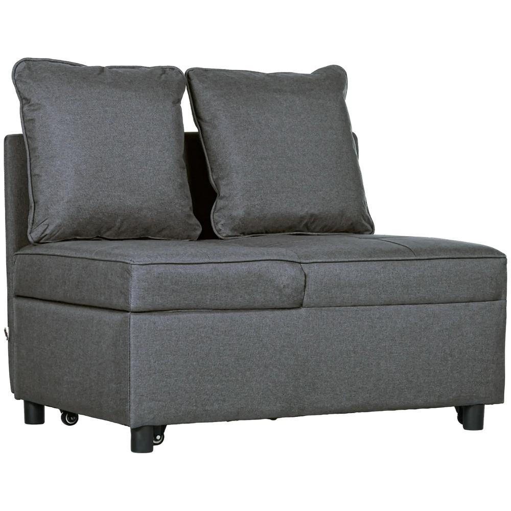 HOMCOM Convertible Single Sofa Bed with Thick Padded Seat, 3-in-1 Multi-Functional Sleeper Chair Bed with Magazine Pocket, for Living Room, Grey Additional View 17