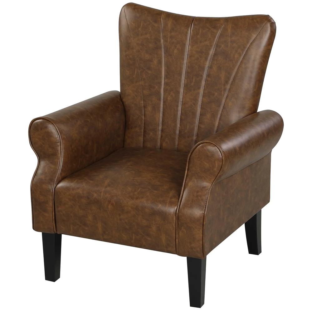HOMCOM Upholstered Accent Chair with Rolled Arms and Wood Legs, Armchair for Living Room Bedroom Additional View 41