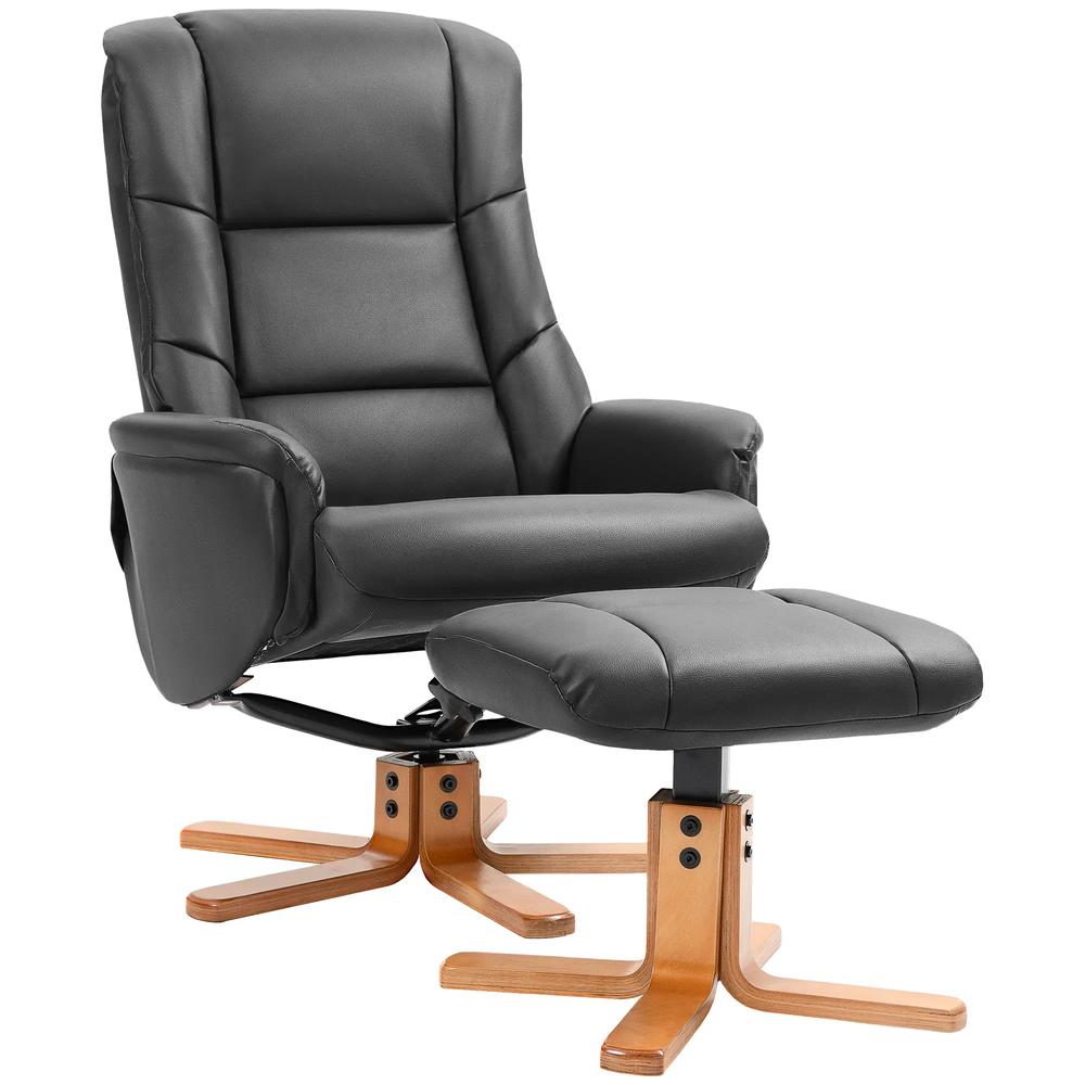 HOMCOM Rocking Recliner Chair with Footstool, PU Leather Recliner Armchair with Wood Base, Upholstered Reclining Chair for Living Room Bedroom Additional View 22