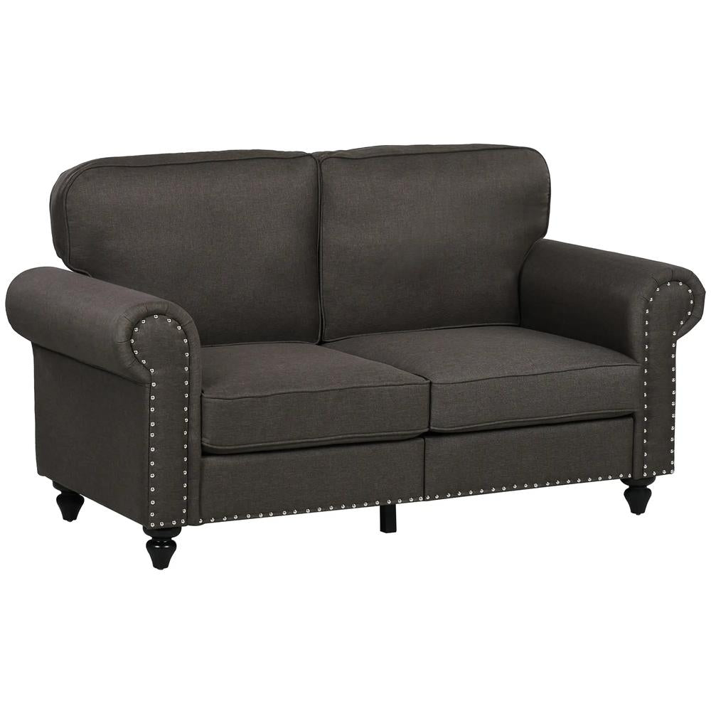 HOMCOM Two-Seater Mid-Century Sofa, with Pocket Springs - Dark Brown Additional View 11