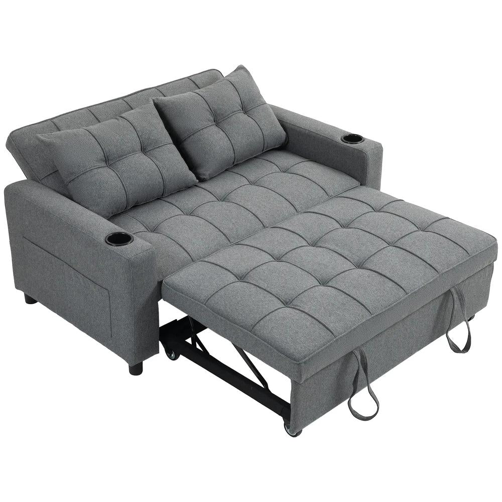 HOMCOM 2 Seater Sofa Bed Pull-Out Sofa Bed with 3-position adjustable backrest - Charcoal Grey Additional View 13
