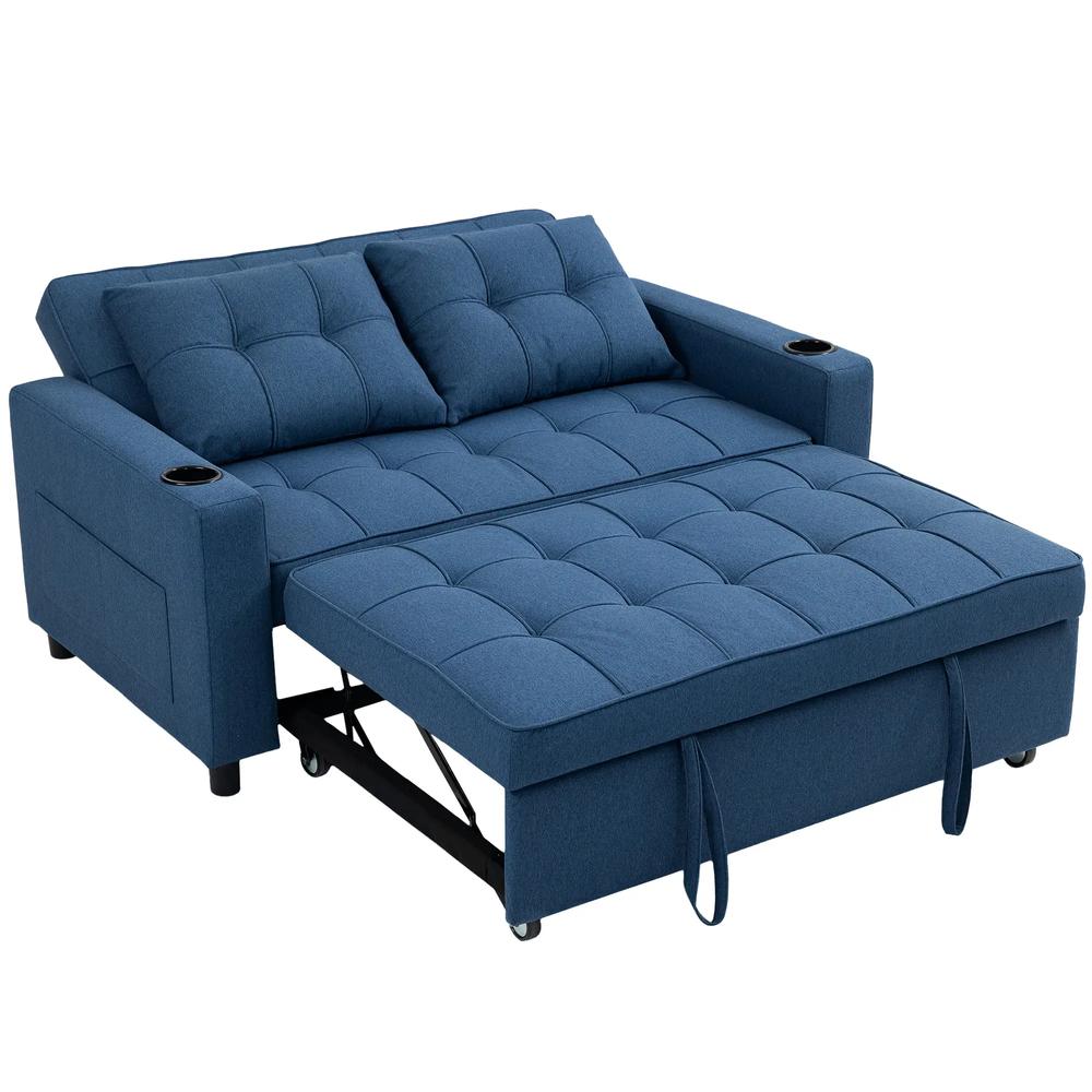 HOMCOM Two-Seater Pull-Out Sofa Bed - Dark Blue Additional View 15