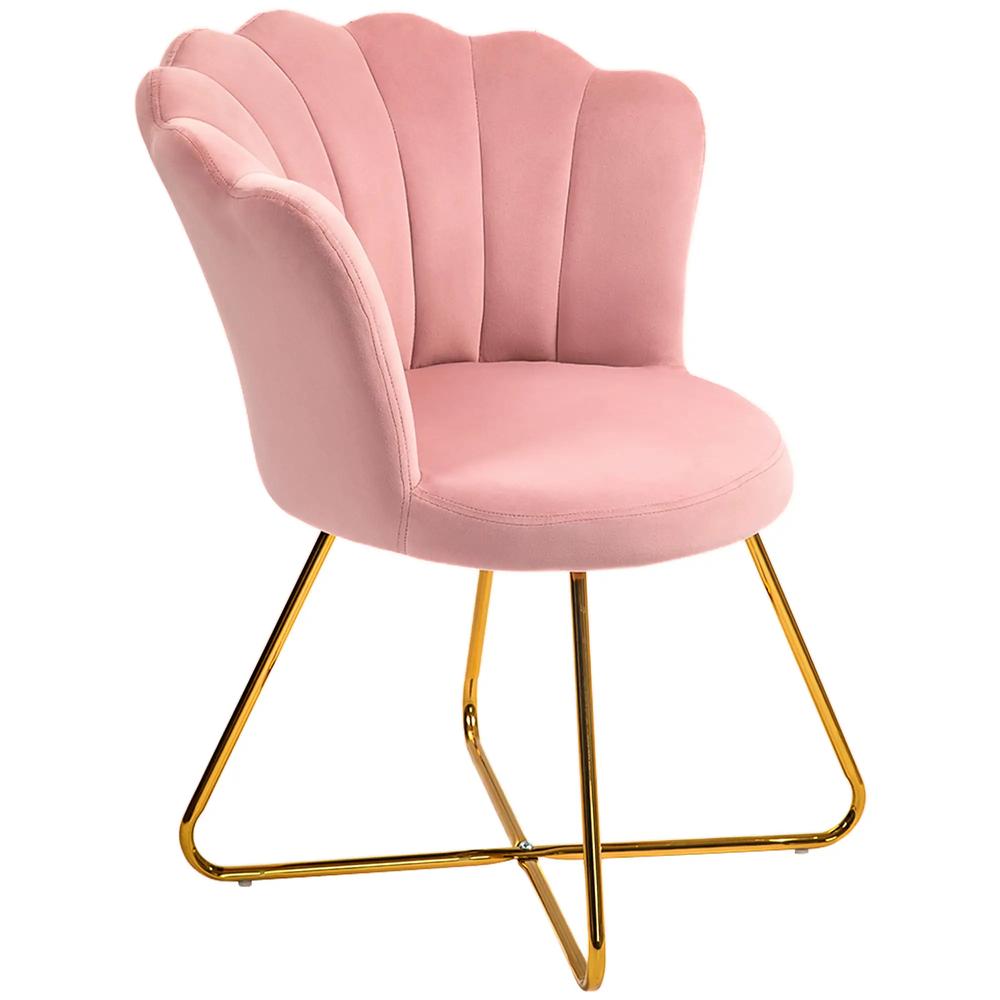 HOMCOM Velvet-Feel Lotus Petal Accent Chair Additional View 44
