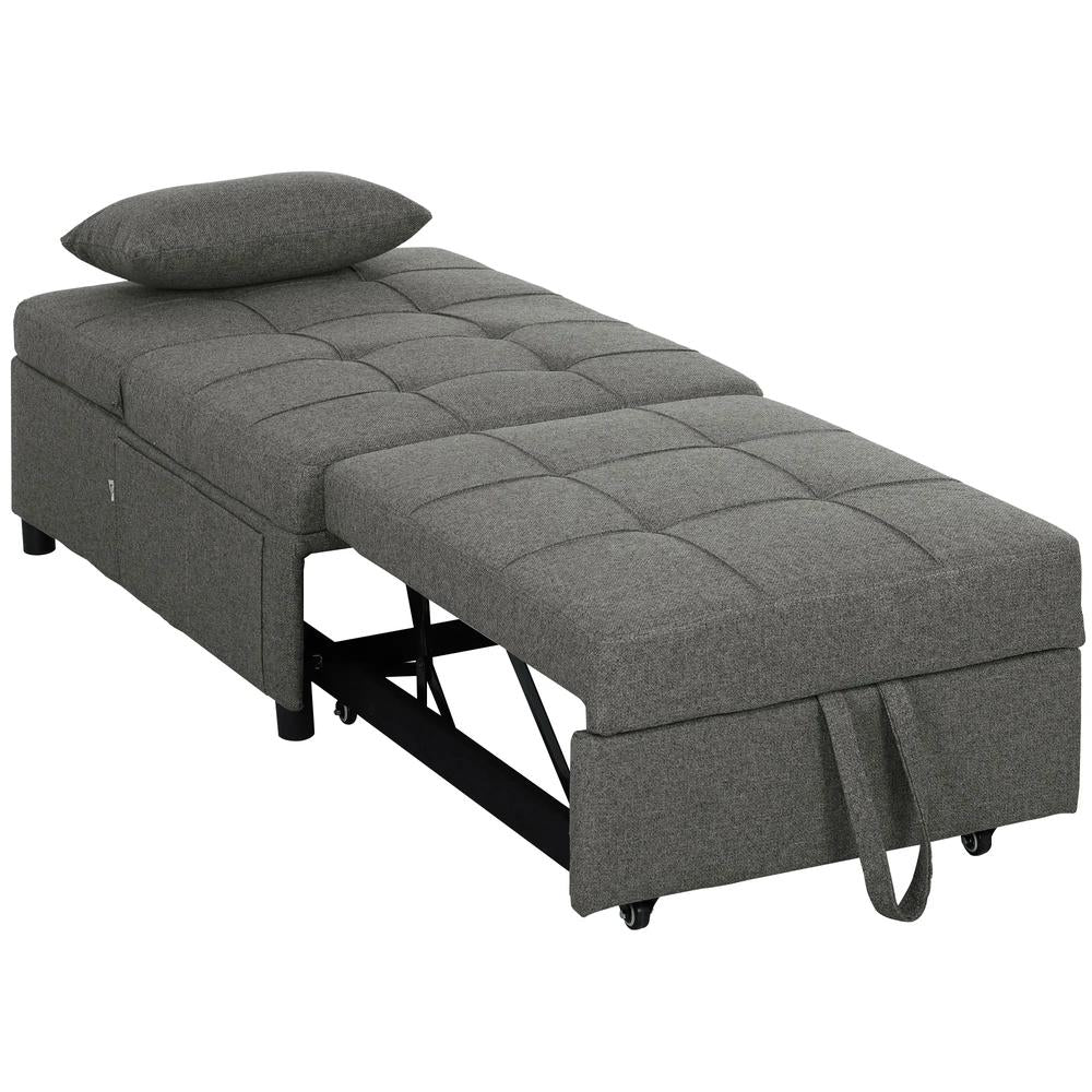 HOMCOM Four-In-One Single Sleeper Chair - Dark Grey Additional View 11