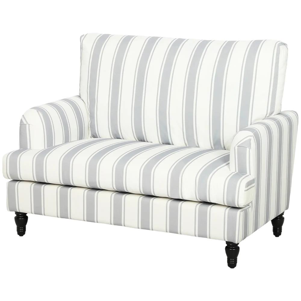 HOMCOM Velvet Single Sofa Armchair, Modern Accent Chair with Stripes, Turned Legs and Wide Seat, Grey Additional View 14