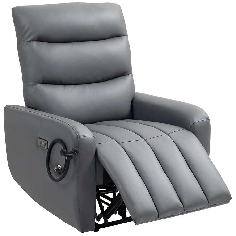 HOMCOM Electric Recliner Armchair with USB + Type C Charge Port, Phone Holder, PU Leather Reclining Chair with Adjustable Leg Rest, Recliner Chair for Home Living Room Theater Additional View 11
