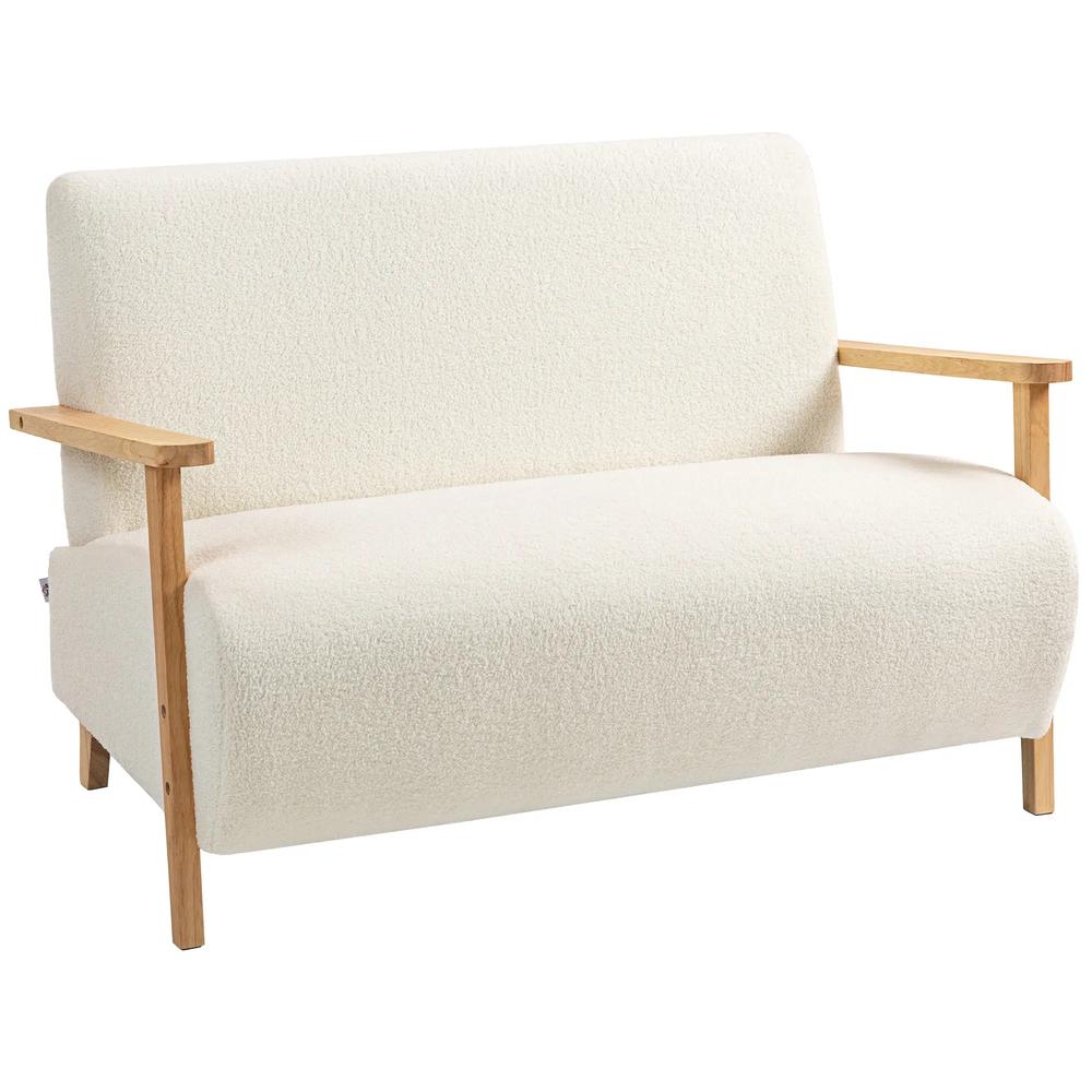 HOMCOM Small Sherpa Fabric 2 Seater Sofa Settee - Cream White Additional View 11