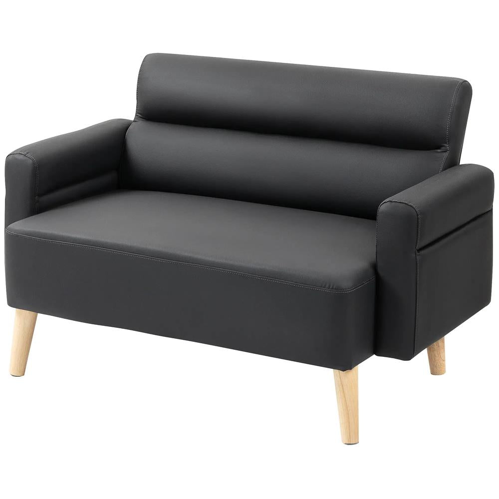 HOMCOM Small Faux Leather 2 Seater Sofa Settee - Black Additional View 11