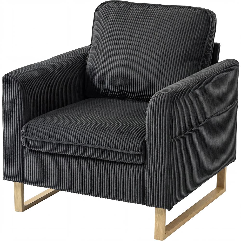 HOMCOM Accent Chair with Pocket Spring, Modern Industrial Armchair with Metal Legs for Livingroom Dark Grey Additional View 11