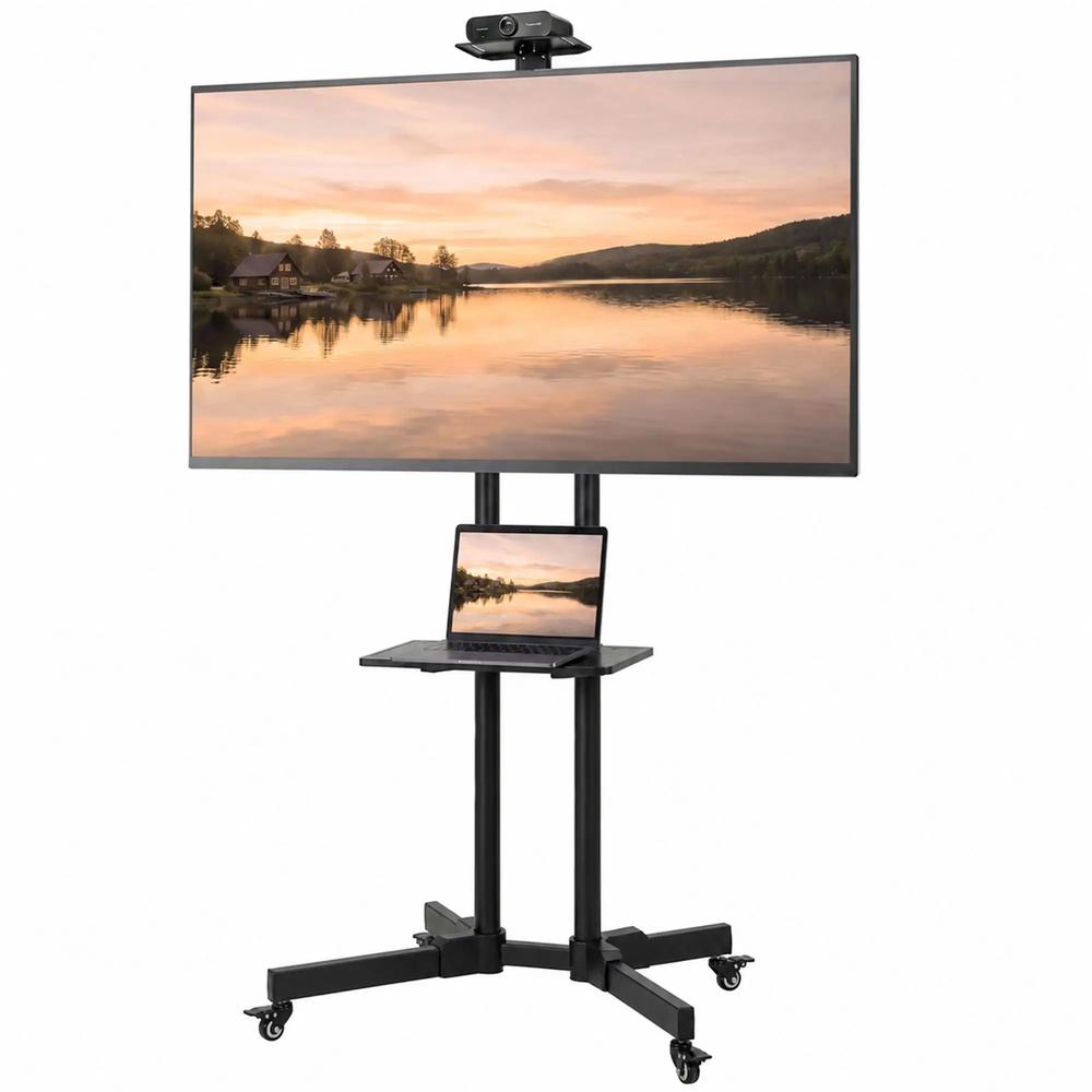 HOMCOM Mobile TV Stand on Wheels for 32-75 Inch Screens, Mobile TV Cart with Tilt, Height Adjustable, Black Additional View 15