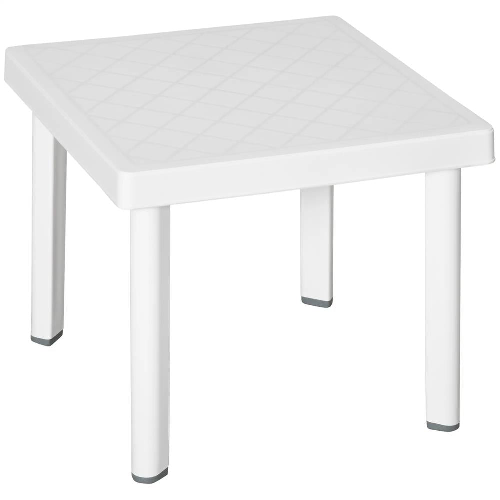 Outsunny Garden Side Table Plastic Outdoor Square Coffee End Table for Drink Snack, White Additional View 10