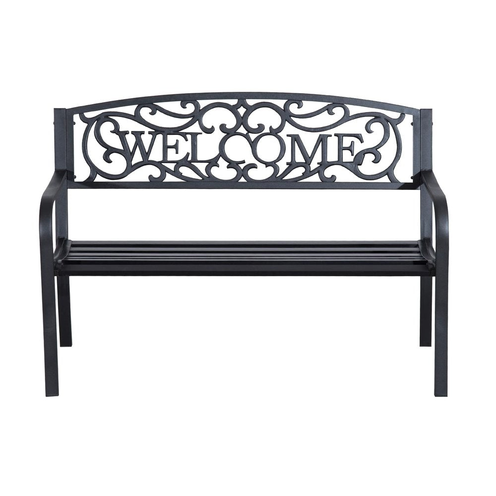 Outsunny 126Lx60Wx85H cm Steel Bench-Black 10