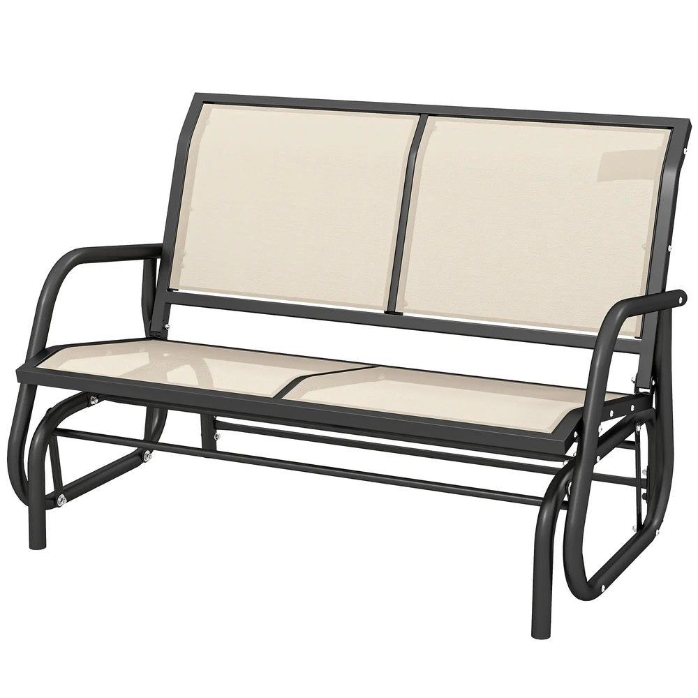Outsunny 2-Person Outdoor Glider Bench Patio Double Swing Gliding Chair Loveseat w/Power Coated Steel Frame for Garden Patio Porch, Cream 10