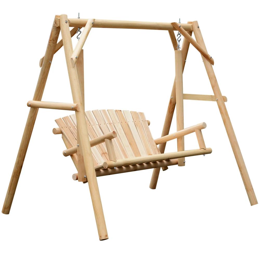 Outsunny 2 Seater Wooden Garden Swing Chair, Larch Wood Porch Swing Seat Bench Lounger for Outdoor Patio Garden, 300kg Capacity 9