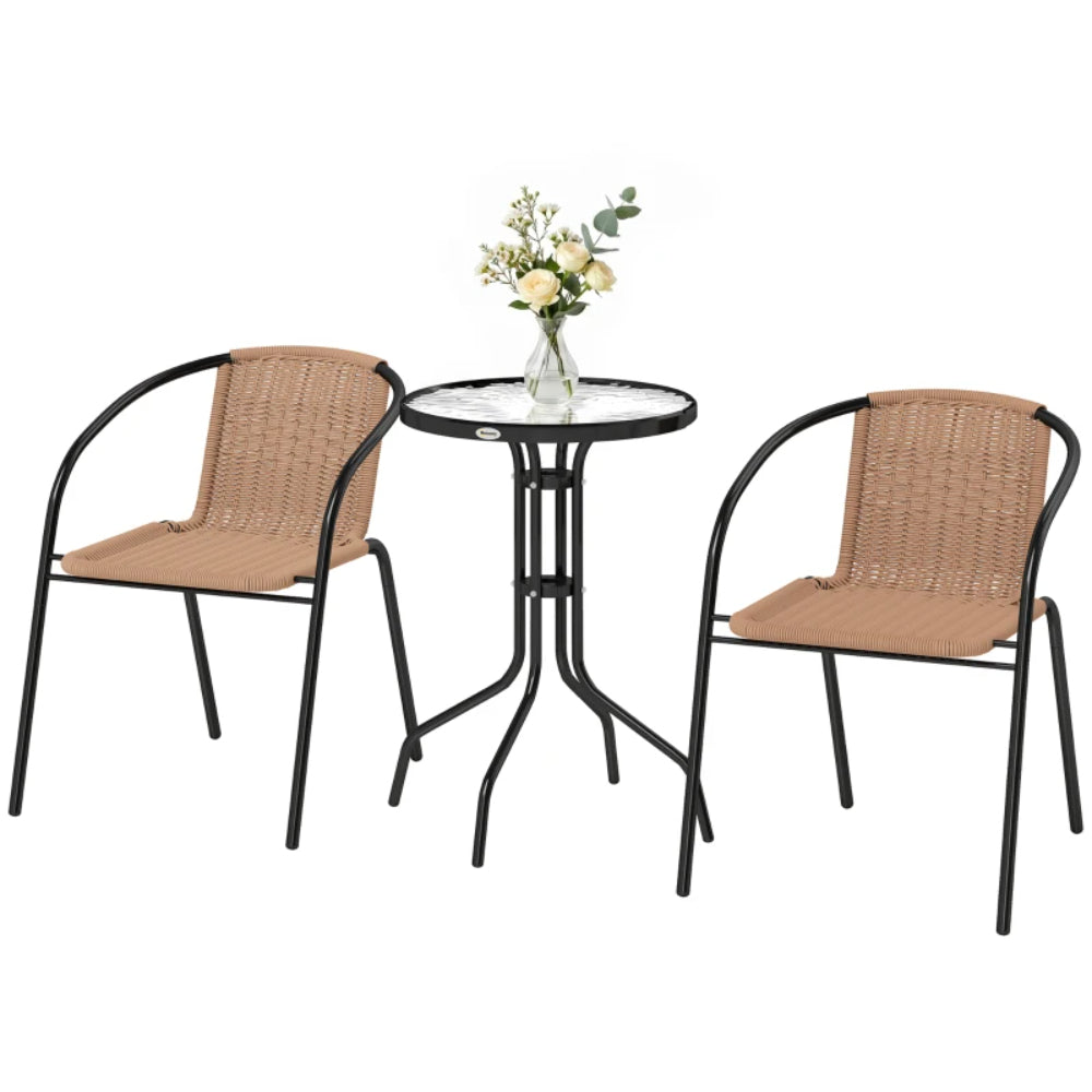 Outsunny 3 Pieces Rattan Bistro Set