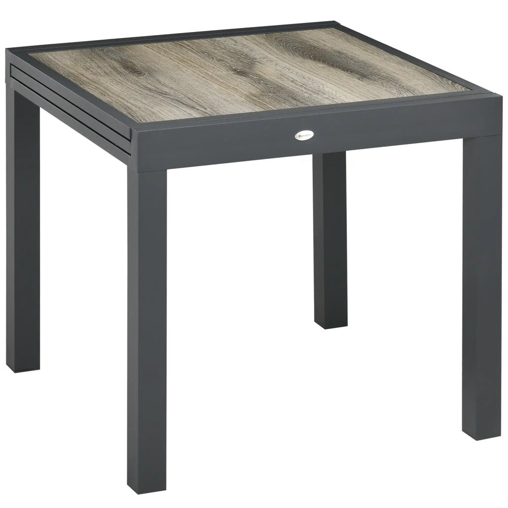 Outsunny Extending Garden Table, Outdoor Dining Table for 6, Aluminium Frame Rectangular Patio Table with Plastic Board Tabletop,80/160L x 80W x 75H cm 21
