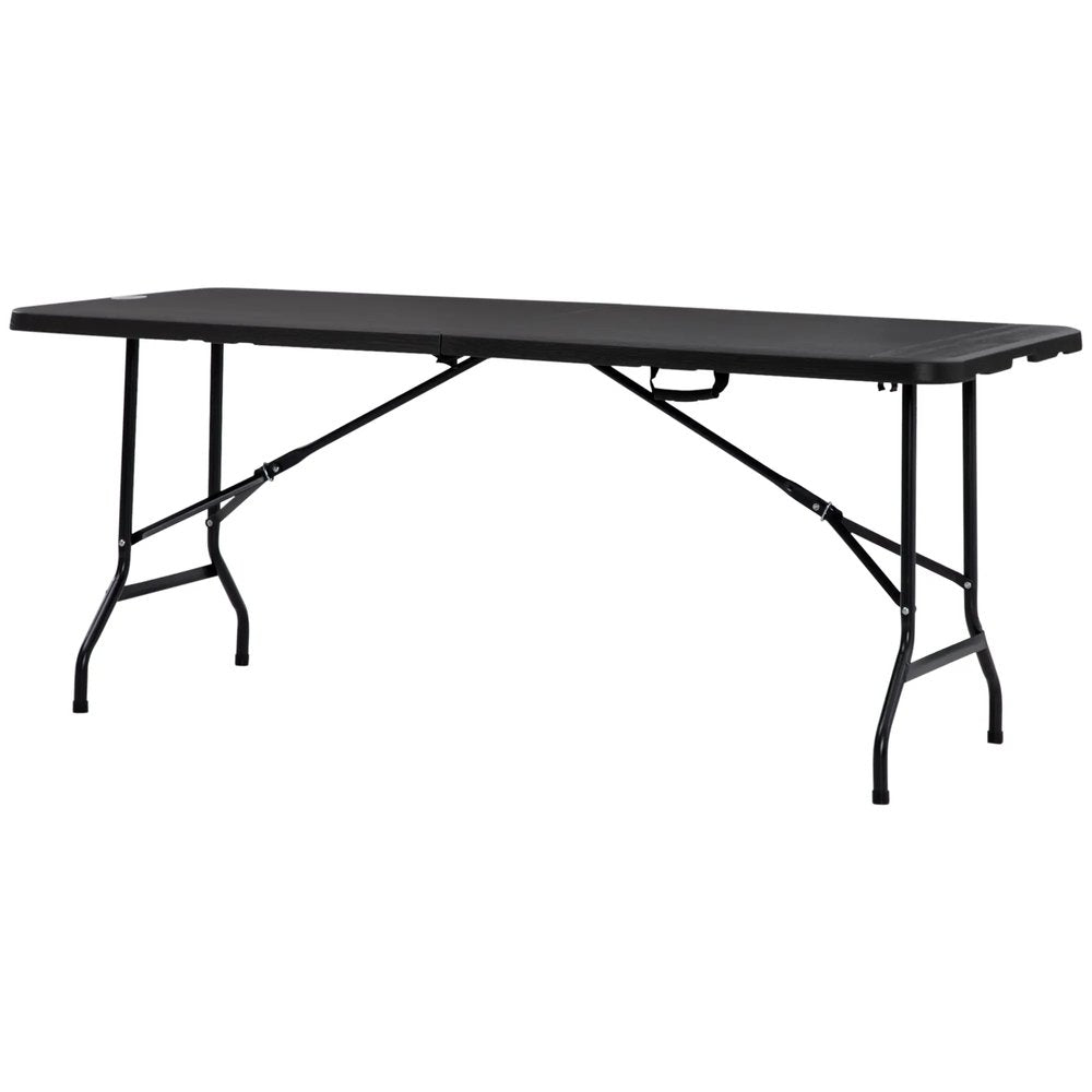 Outsunny Folding Garden Dining Table for 6, Rectangular Outdoor Dining Table with HDPE Tabletop, Foldable Garden Table with Steel Frame for Balcony, Porch, Charcoal Grey 10