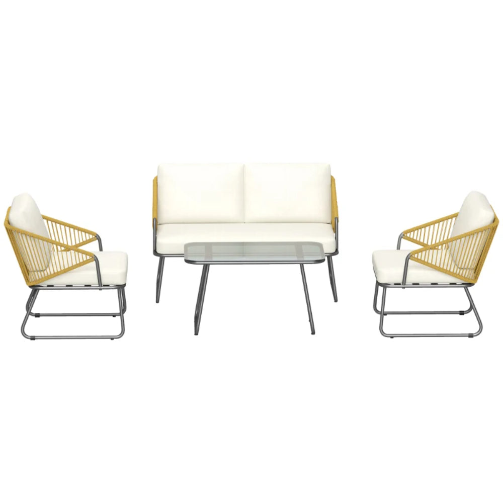 Outsunny Four-Piece Rattan Strong Panel Outdoor Sofa Set