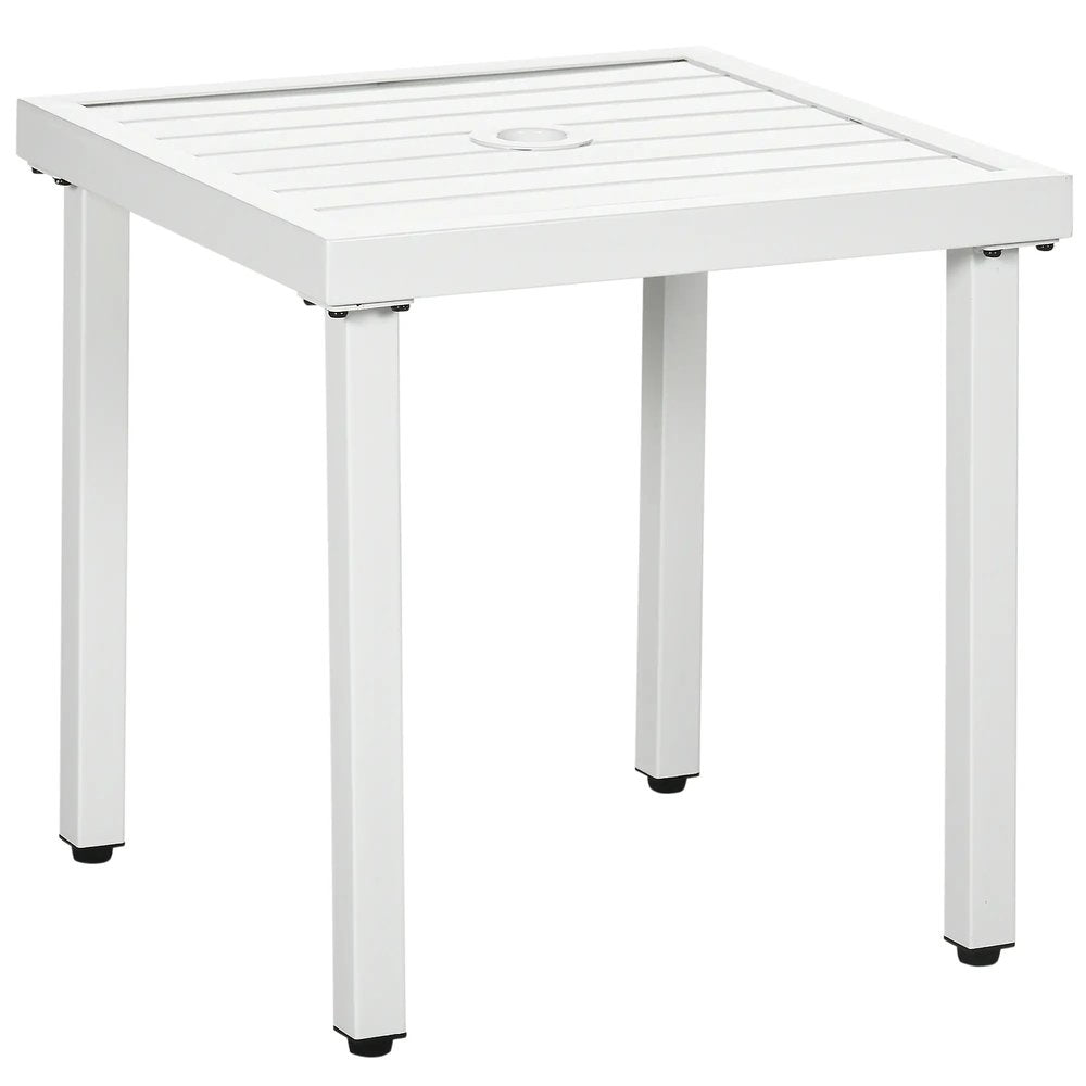 Outsunny Garden Side Table End Table Patio Coffee Table with Umbrella Hole, Steel Frame for Balcony 21