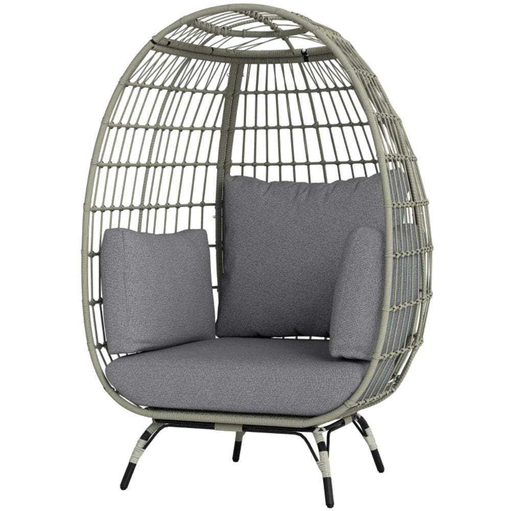 Outsunny Rattan Egg Chair with Cushions and Pillows
