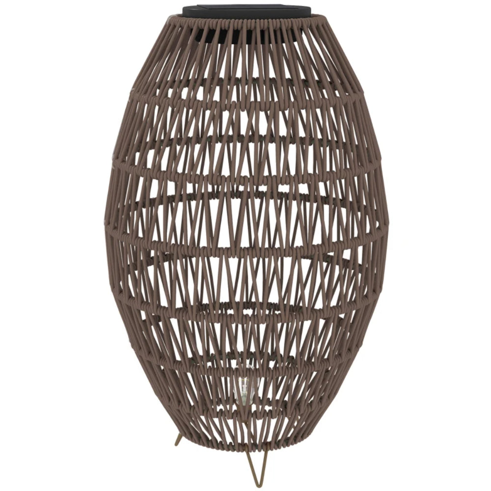 Outsunny Rattan Solar Lamp, Garden Solar Lantern with Auto On/Off Light, IP44 Waterproof, Decorative Outdoor Rattan Lamp for Porch, Pathway