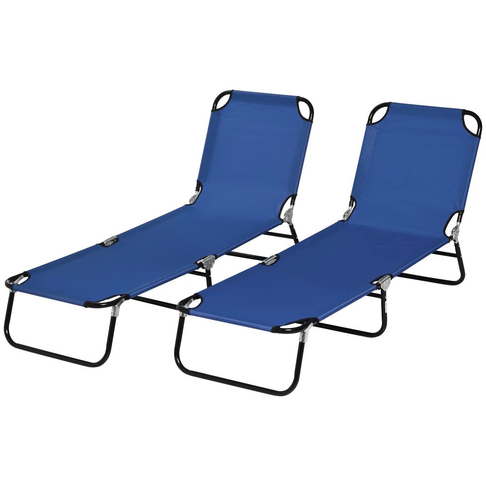 Outsunny Set of Two Metal Frame Folding Sun Loungers 30