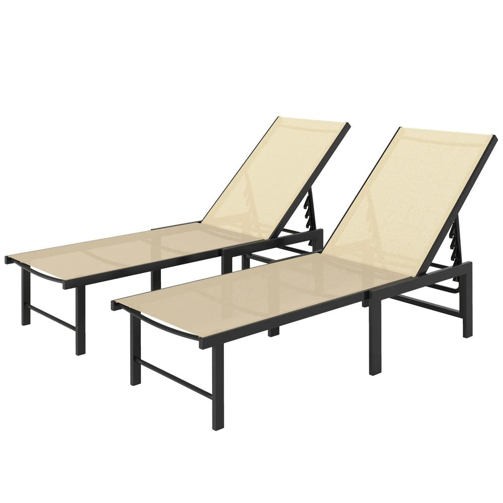 Outsunny Set of Two Reclining Sun Loungers 186 x 60 x 34 cm 42