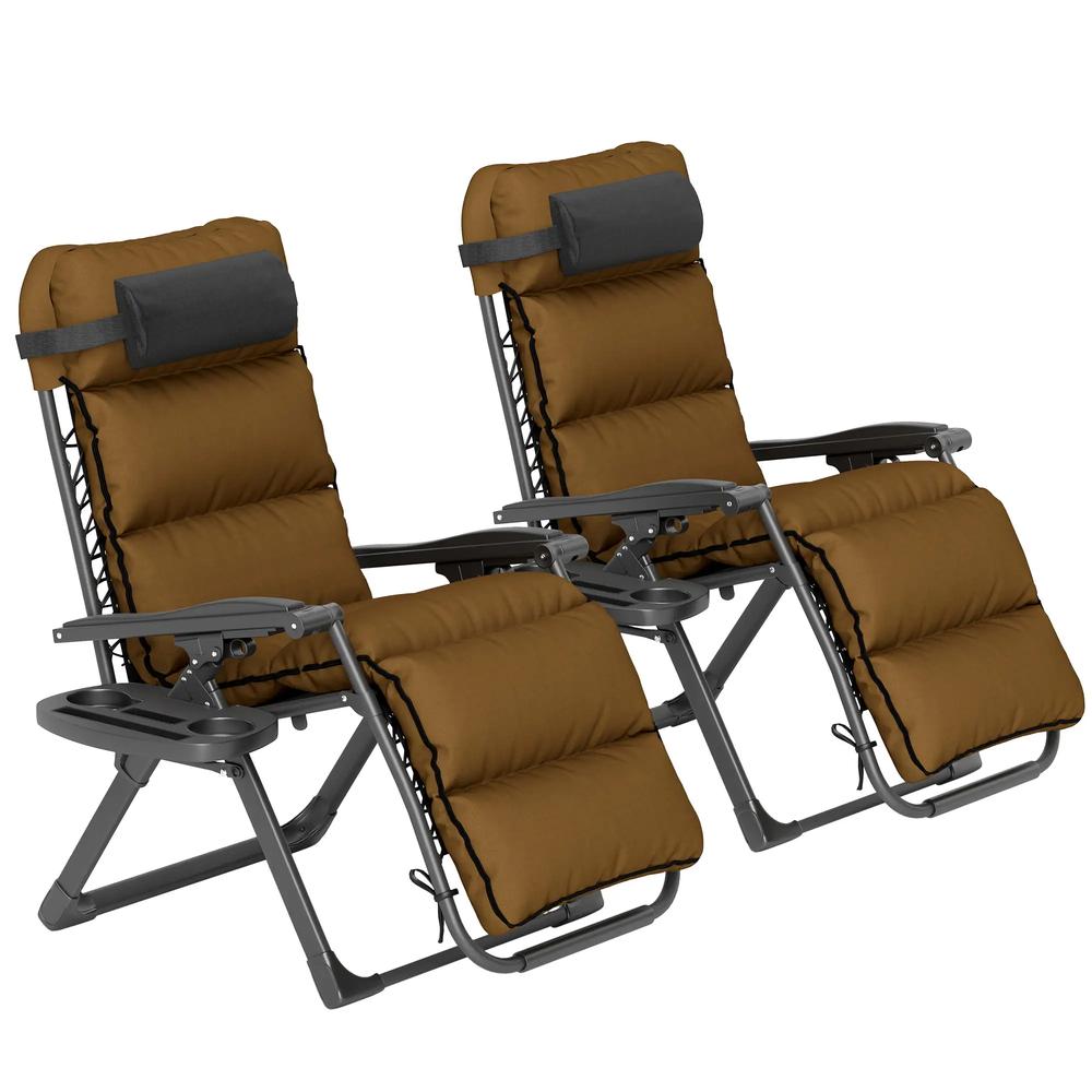 Outsunny Set of Two Reclining Sun Loungers, with Cushion 31