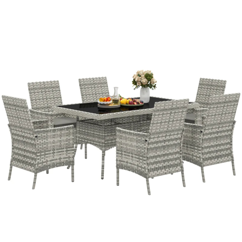 Outsunny Seven-Piece Rattan Dining Set - Mixed Grey Additional Image 9